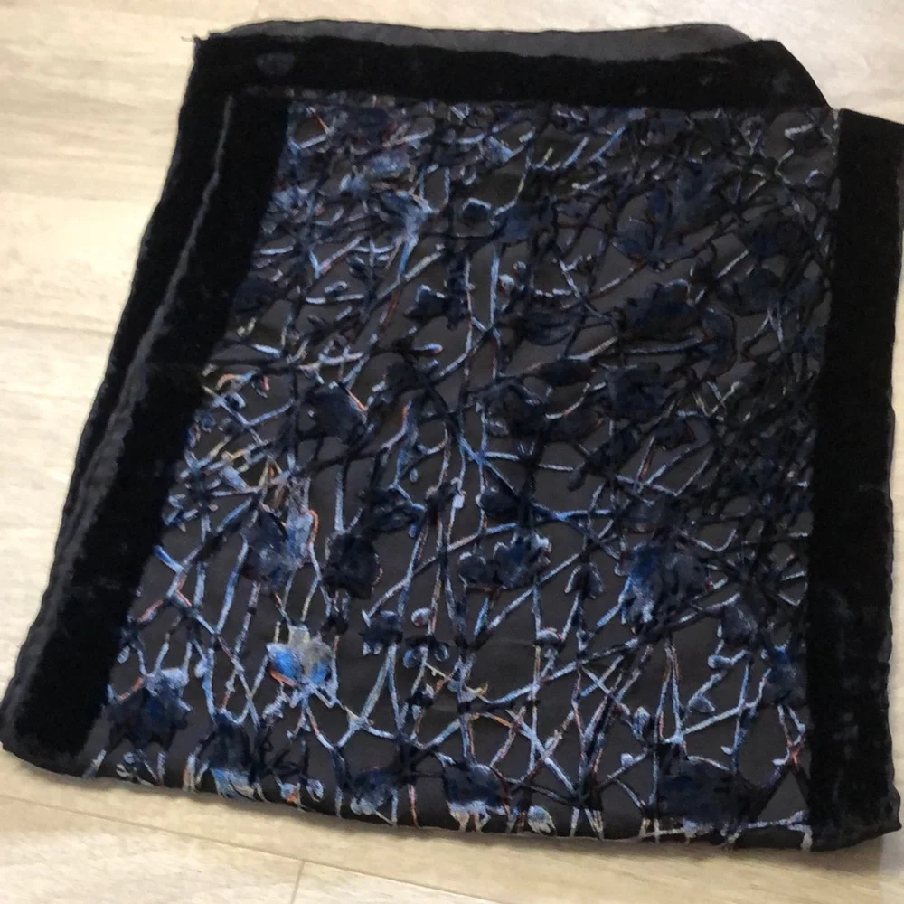Cocoon House Black Velvet Patterned Scarf